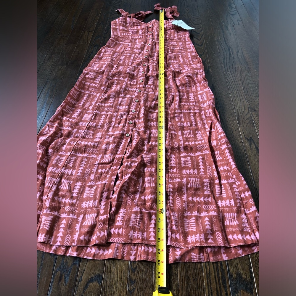 *NWT* Faherty Women's S Anna Kahalekulu Kendall Orange 100% Linen Maxi Sundress - Picture 11 of 16